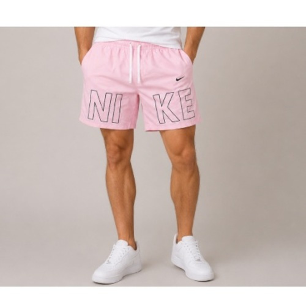 Nike Men's Pink Foam Black Woven Monogram Flow Shorts Size M NWT